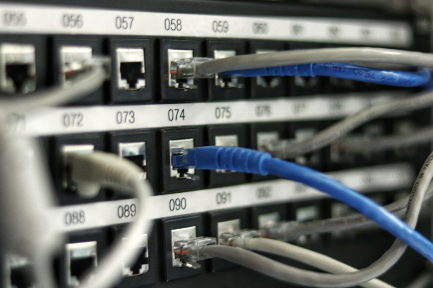 Patch panel with Ethernet cables