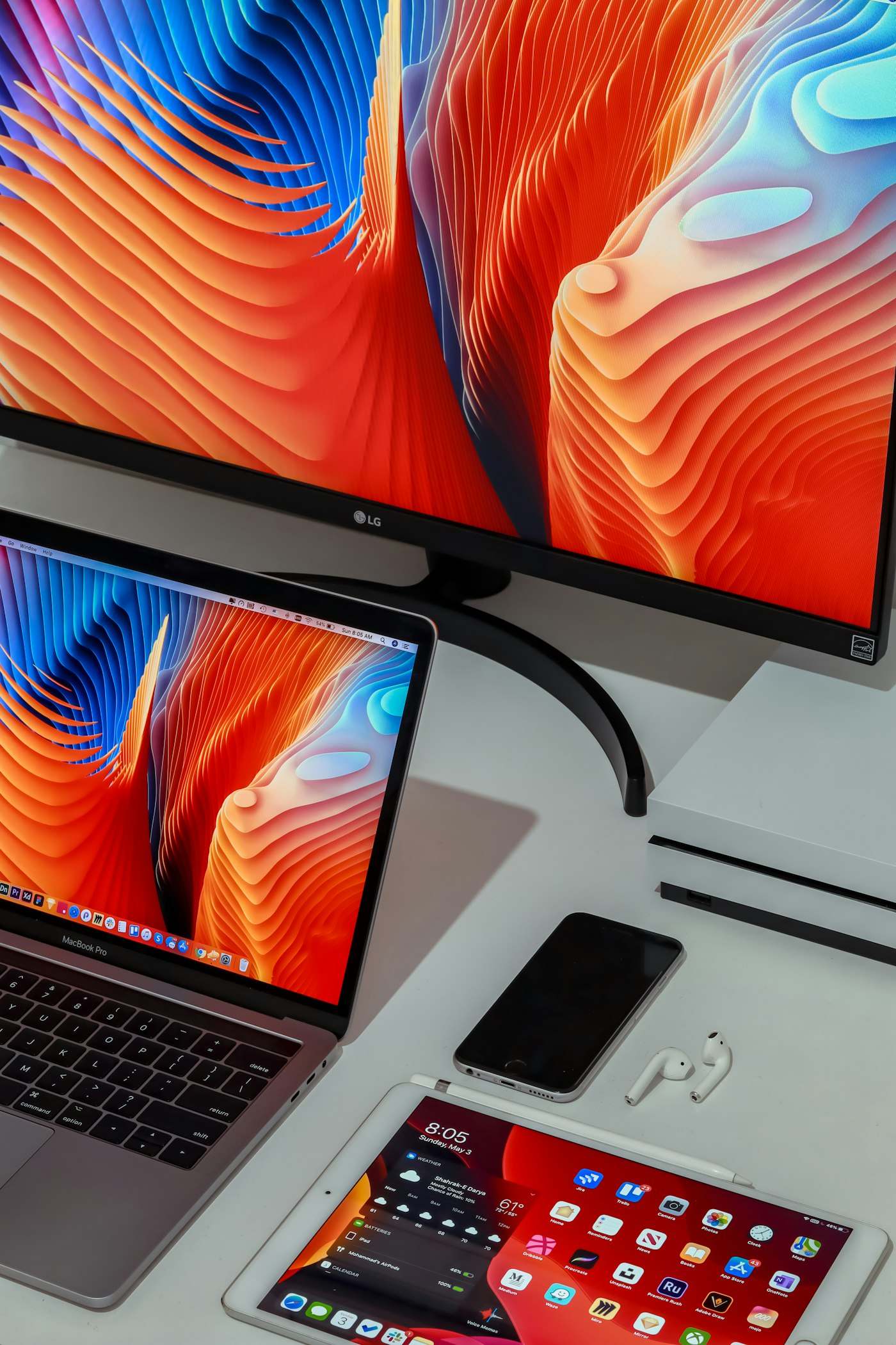 Laptop, monitor, tablet and phone managed with Intune