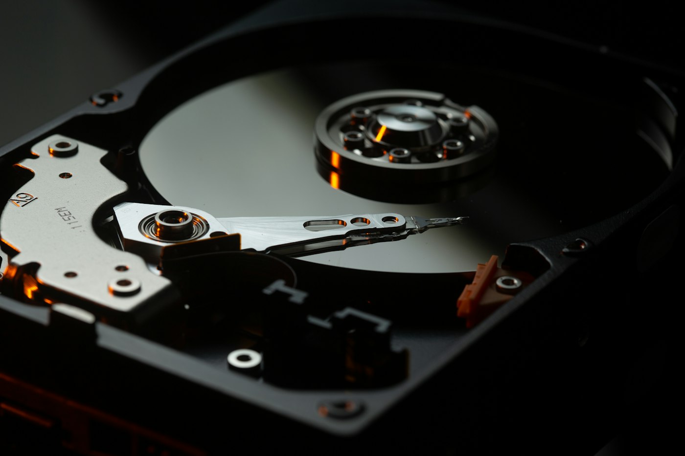 Opened hard drive ready for data destruction